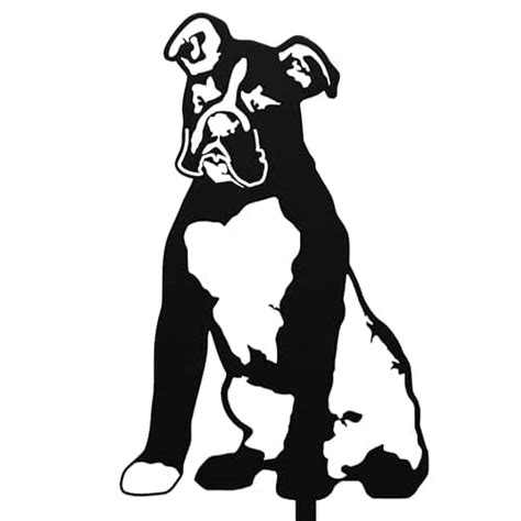 metal outdoor boxer dog sillouettes|Black Powder Coated Metal Boxer Dog Silhouette Yard Stake .